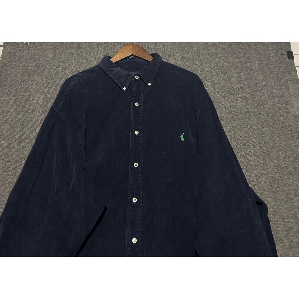 Ralph lauren corduroy shirt mens long sleeve vintage size 3XB Big blue cotton